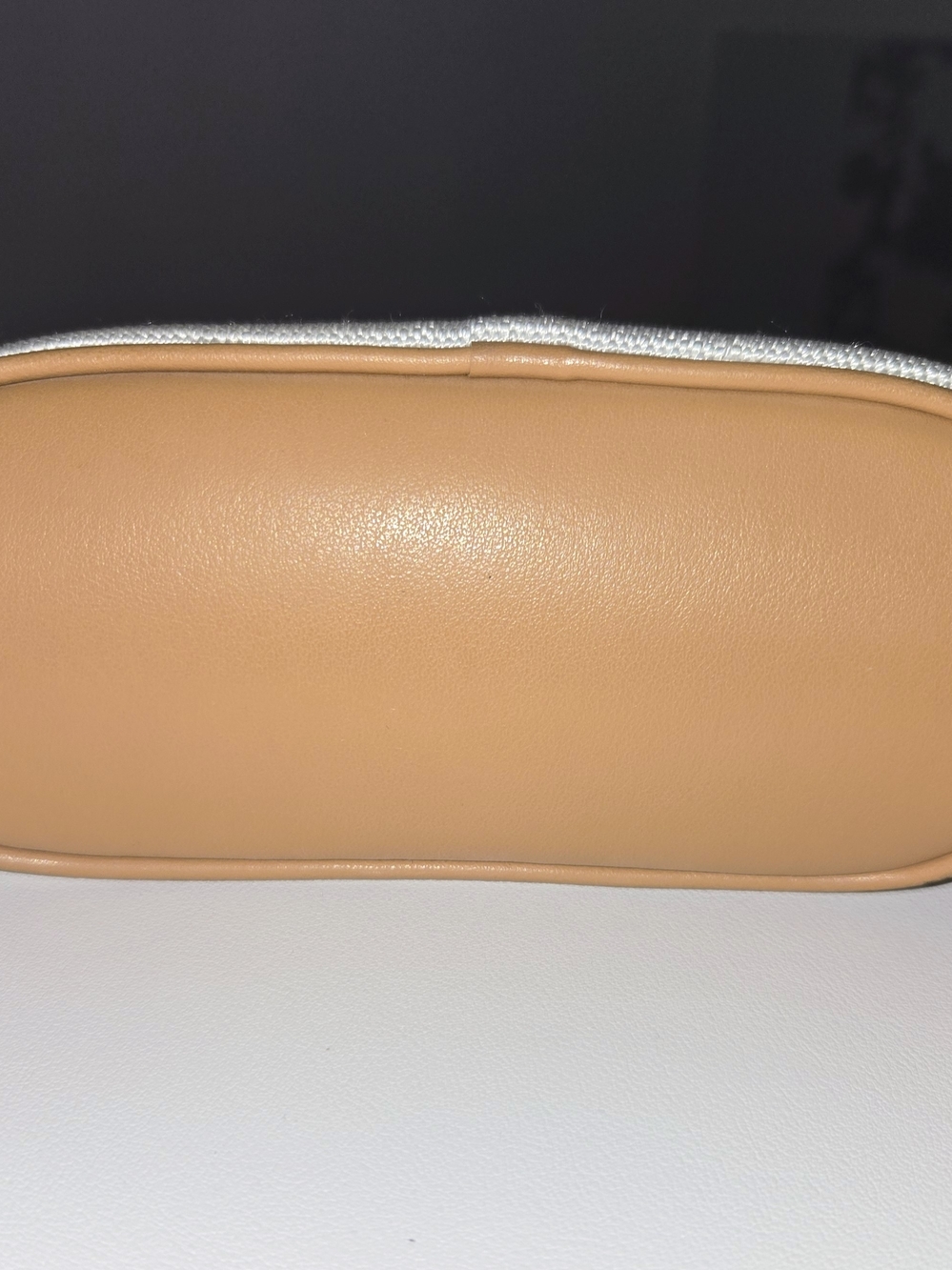Tan & Cream Women’s Structured Ring-Handle Leather And Fabric Tote - Picture 3 of 6